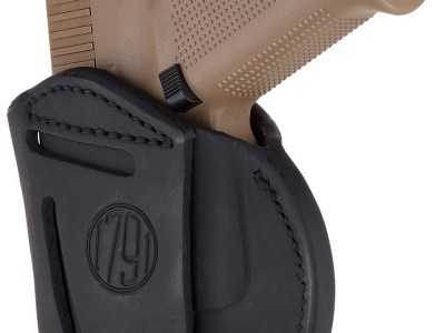 1791 Gunleather 4WH5SBLR 4-Way  IWB/OWB 05 Stealth Black Leather Belt Clip Fits S&W M&P/Springfield XD/Glock 17/HK VP9