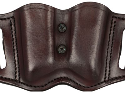 1791 Gunleather MAGF22SBRA MAG-F Double Mag Holster Signature Brown Leather Belt Slide Compatible w/ Double Stack Ambidextrous
