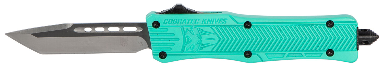 CobraTec Knives STFCTK1STNS CTK-1  Small 2.75″ OTF Tanto Plain D2 Steel Blade/Tiffany Blue Aluminum Handle Features Glass Breaker Includes Pocket Clip