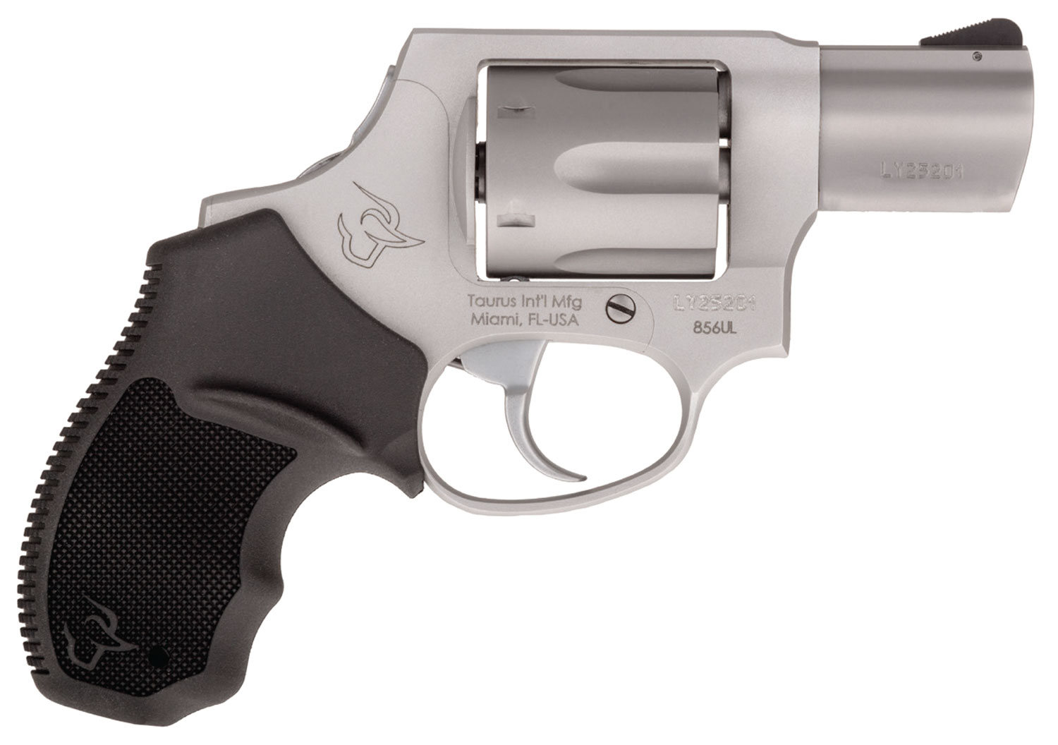 Taurus 2856029ULCH 856 Ultra-Lite 38 Special +P 6 Shot 2″ Barrel, Overall Matte Finish Stainless Steel, Concealed Hammer Frame, Finger Grooved Black Rubber Grip