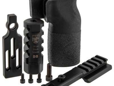 MasterPiece Arms 65PMRACCBUNDLE ACCBundle  DN3 Muzzle Brake, Vertical Grip, V4 Spigot Mount & Bag Rider For 6.5 Creedmoor MasterPiece Arms PMR