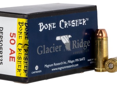 Magnum Research DEP50FP325 BoneCrusher  50AE 325gr Flat Point 25 Per Box/20 Case