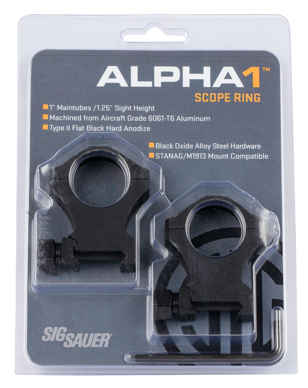 Sig Sauer Electro-Optics SOA10022 Alpha 1  Matte Black 1″ Extra High 0 MOA