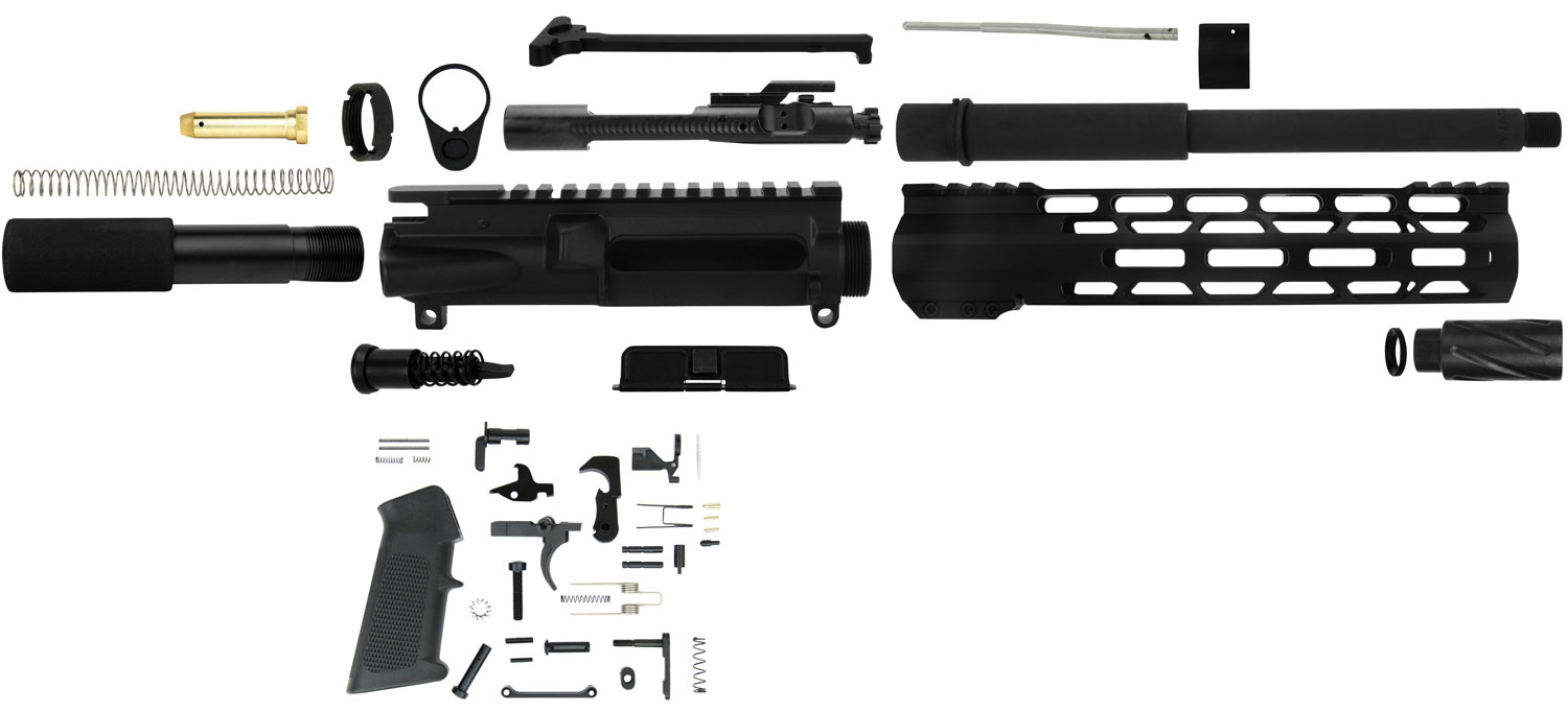 TacFire SSPK300LPK10 AR Build Kit Pistol Sports South Exclusive 300 Blackout AR Pistol Platform Black Parkerized Steel 5/8″x24