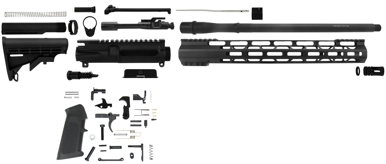 TacFire SSRK300LPK AR Build Kit  Sports South Exclusive 300 Blackout AR-Platform Black Nitride 1/2″x28