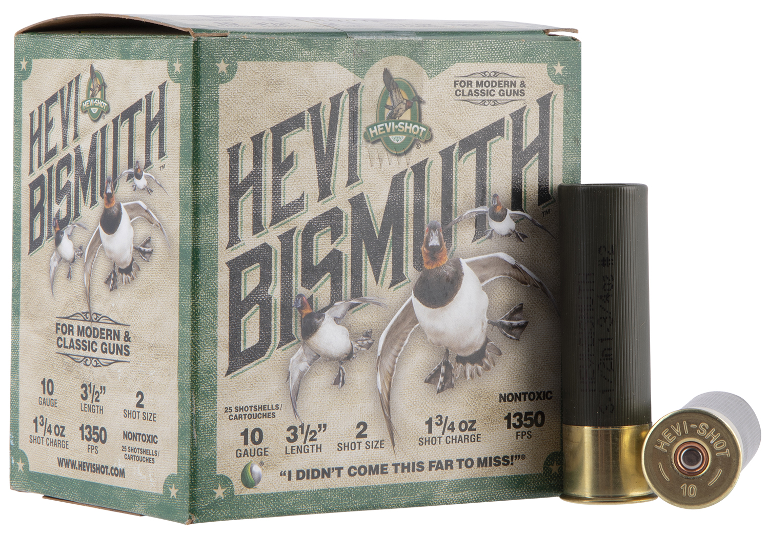HEVI-Shot HS15502 HEVI-Bismuth  10Gauge 3.50″ 1 3/4oz Bismuth 2Shot 25 Per Box/10 Case