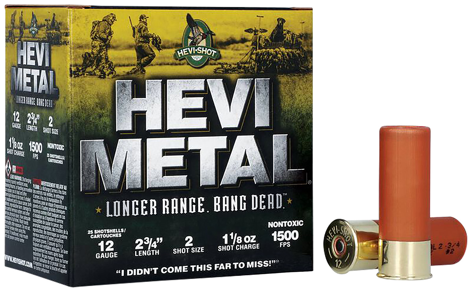 HEVI-Metal HS38702 HEVI-Metal Longer Range 12Gauge 2.75″ 1 1/8oz 2Shot 25 Per Box/10 Case
