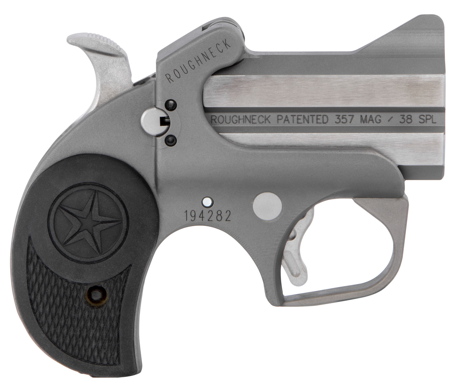 Bond Arms BARN Roughneck  38 Special/357 Mag 2 Shot 2.50″ Rough Matte Stainless Steel Barrel & Frame, Black Rubber Grips