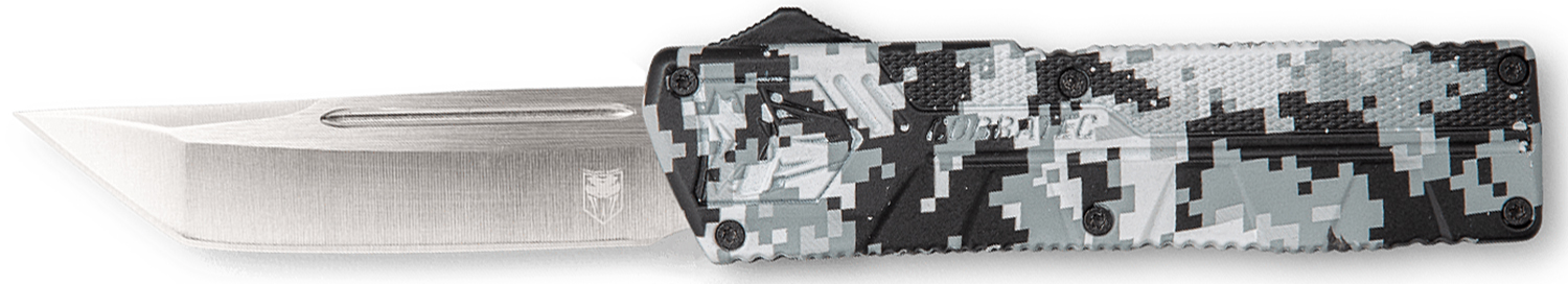 CobraTec Knives WDCCTLETNS Lightweight  3.25″ OTF Tanto Plain D2 Steel Blade/Winter Digi Camo Aluminum Handle Includes Pocket Clip