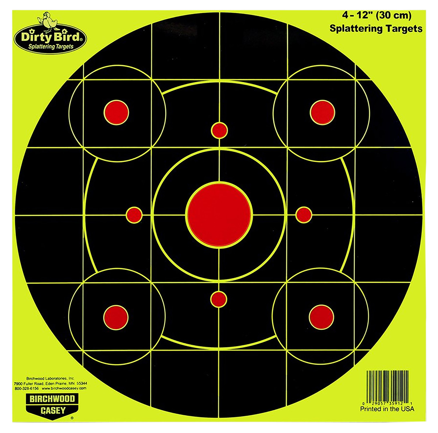 Birchwood Casey 35925 Dirty Bird  12″ Bullseye Paper Hanging Pistol/Rifle Black/Yellow 25 Per Pkg