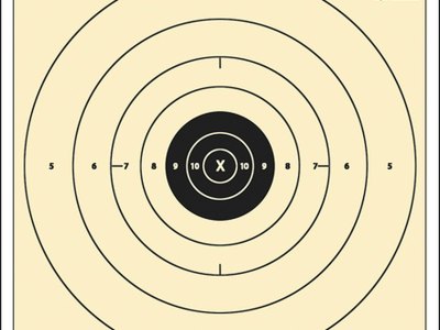 Action Target B8100 Competition NRA Time & Rapid Fire Bullseye Heavy Paper Hanging 25 yds Handgun 21″ x 24″ Black/White 100 Per Box