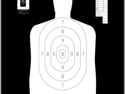 Action Target B34R100 Qualification Reverse Silhouette Paper Hanging 25 yds 17.50″ x 23″ Black/White 100 Per Box