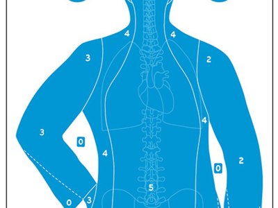 Action Target FB21EANTAV2100 Qualification  Silhouette/Vitals Paper Hanging 23″ x 35″ Blue/White 100 Per Box