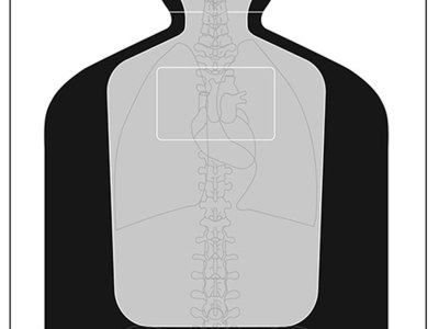 Action Target FTQ19ANTAV2100 Qualification  Silhouette/Vitals Paper Hanging 23″ x 35″ Black/Gray 100 Per Box