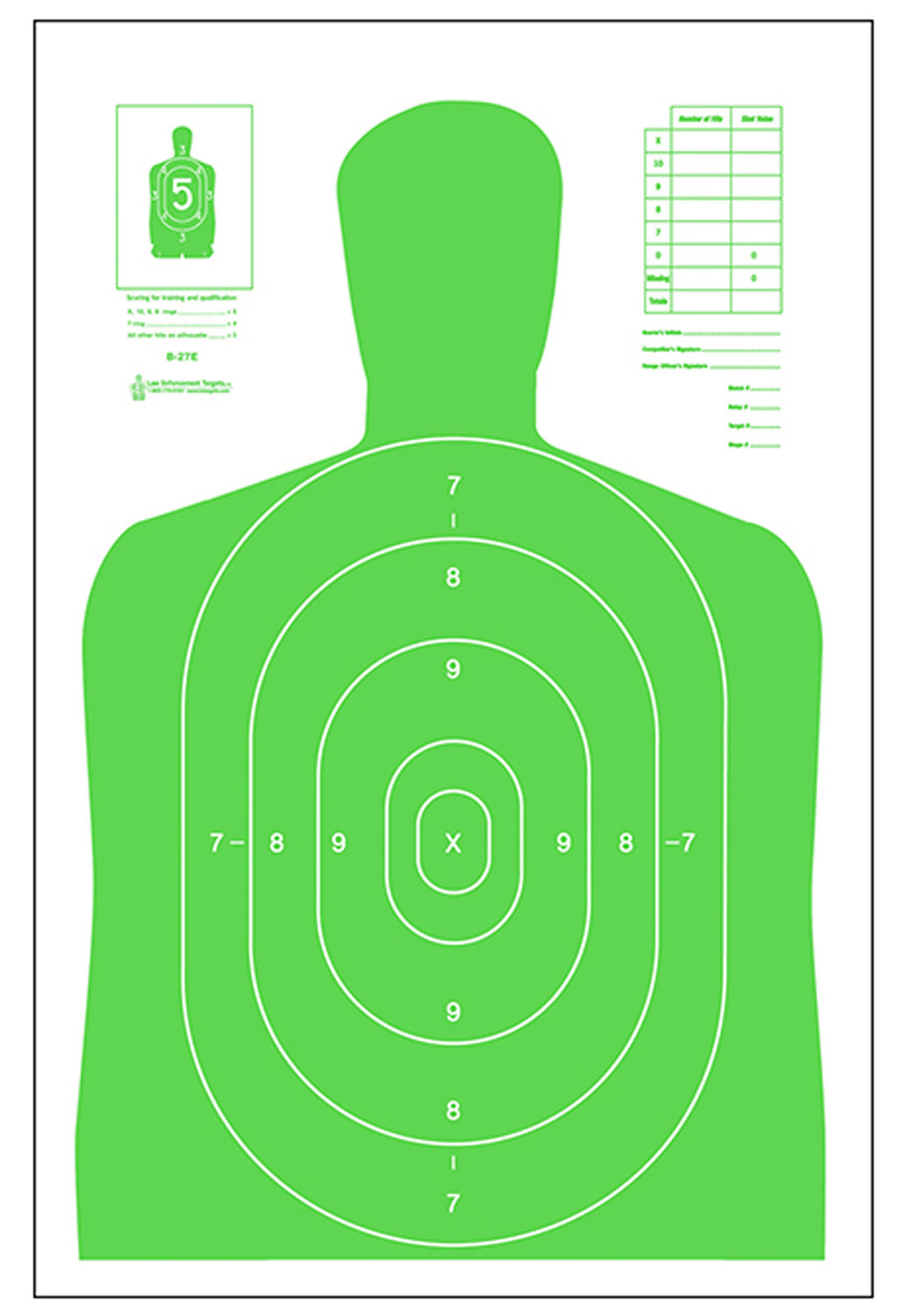 Action Target B27ELGR100 Qualification High Visibility Silhouette Paper 23″x35″ Fluorescent Green/White 100 Per Box
