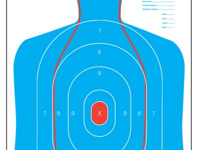 Action Target RCB27EQ100 Qualification B-27E & FBI Q Combo Silhouette Hanging Paper 23″ x 35″ Blue/White 100 Per Box