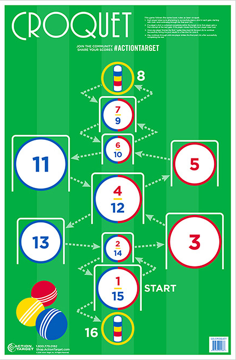 Action Target GSCROQUET100 Entertainment  Croquet Paper Hanging 23″ x 35″ Multi-Color 100 Per Box