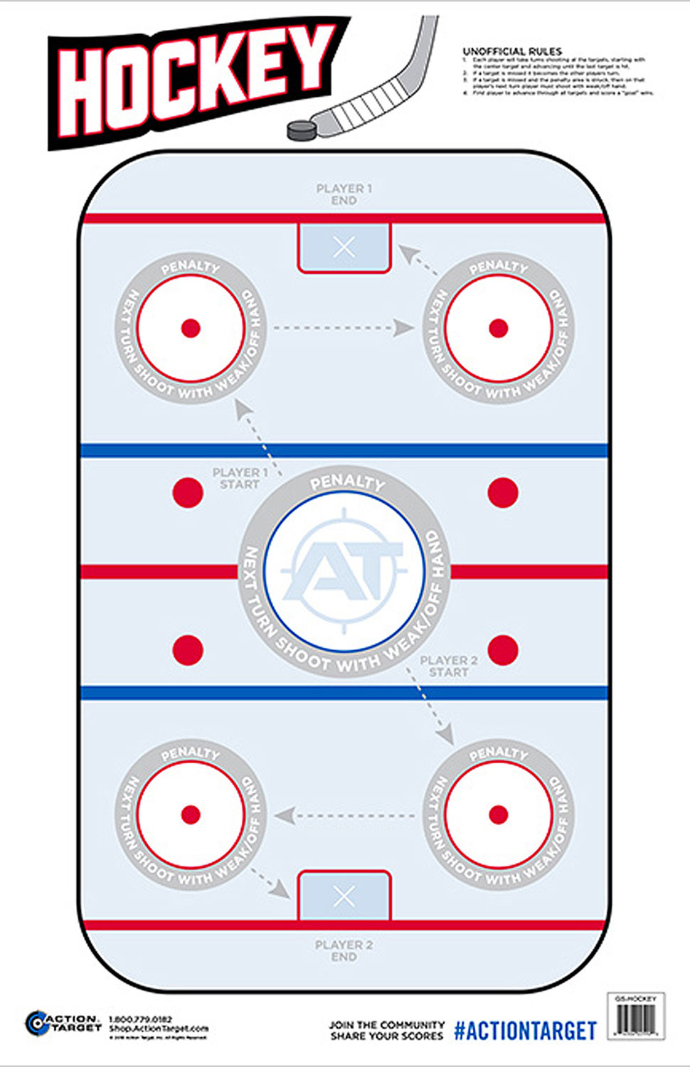 Action Target GSHOCKEY100 Entertainment  Hockey Paper Hanging 23″ x 35″ Blue/White 100 Per Box
