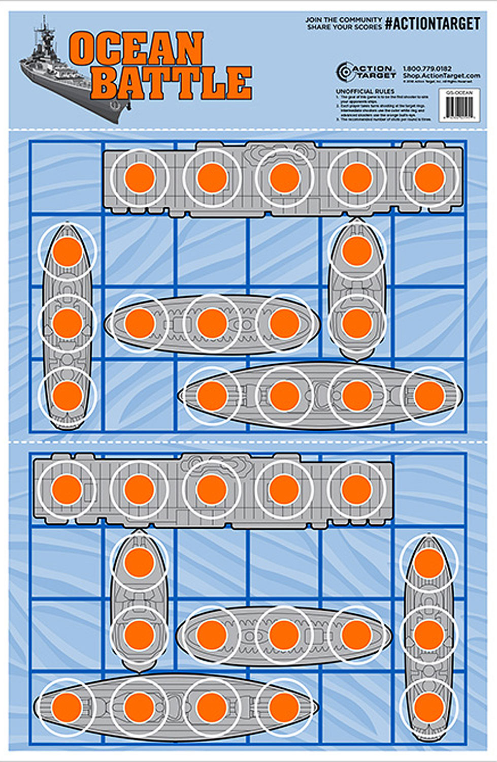 Action Target GSOCEAN100 Entertainment  Ships Paper Hanging 23″ x 35″ Blue/Red 100 Per Box