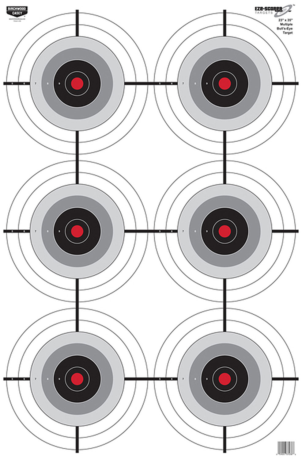 Birchwood Casey 37038 EZE-Scorer  6-Bullseye Paper Target 23″ x 35″ 100 Per Pack