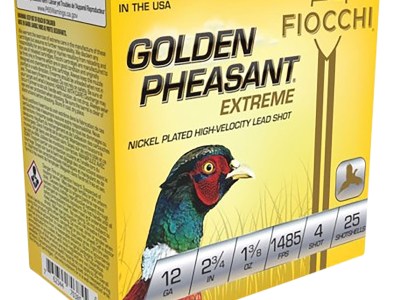 Fiocchi 12GPX4 Golden Pheasant Extrema 12Gauge 2.75″ 1 3/8oz 4Shot 25 Per Box/10 Case