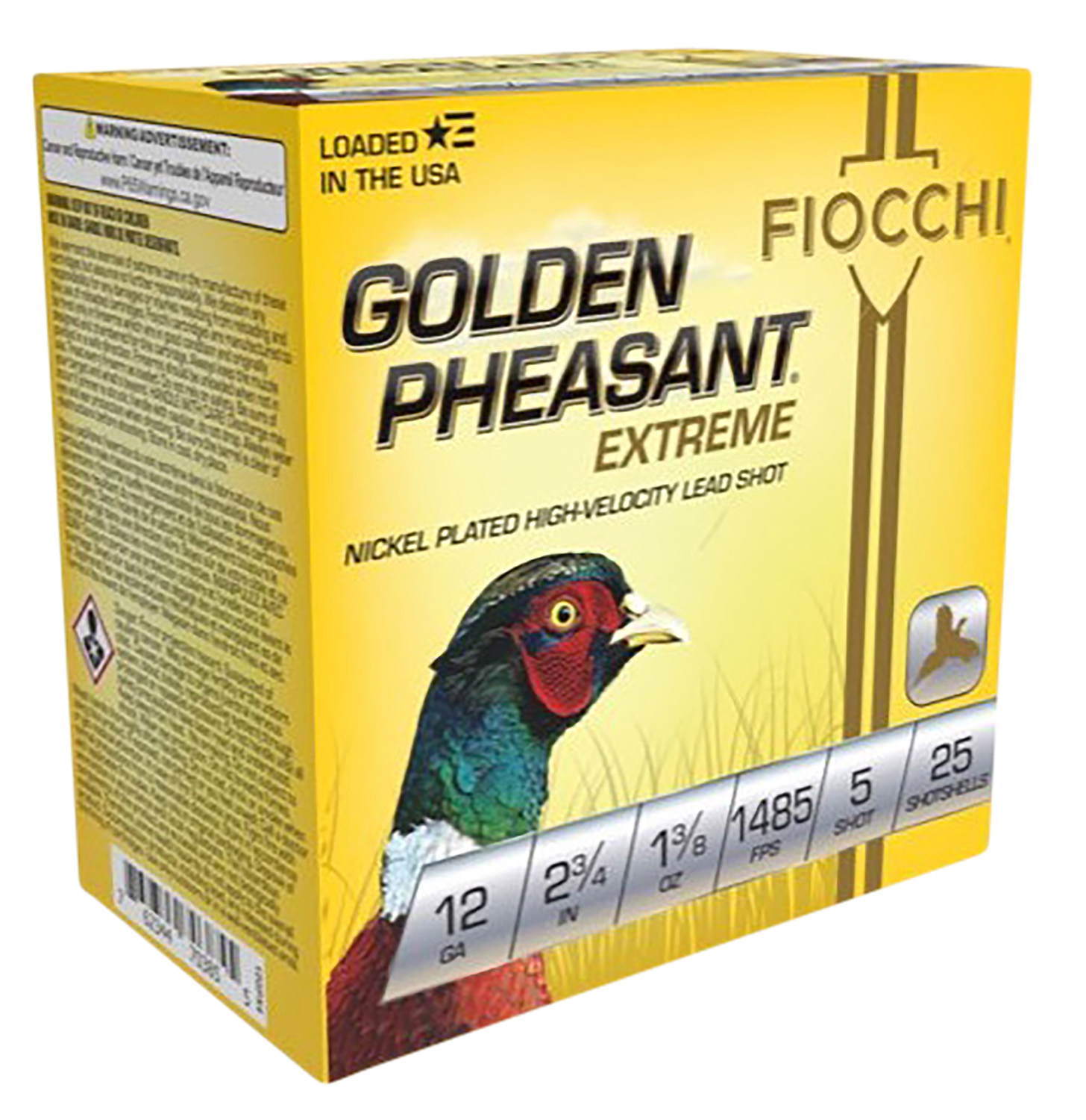 Fiocchi 12GPX5 Golden Pheasant Extrema 12Gauge 2.75″ 1 3/8oz 5Shot 25 Per Box/10 Case