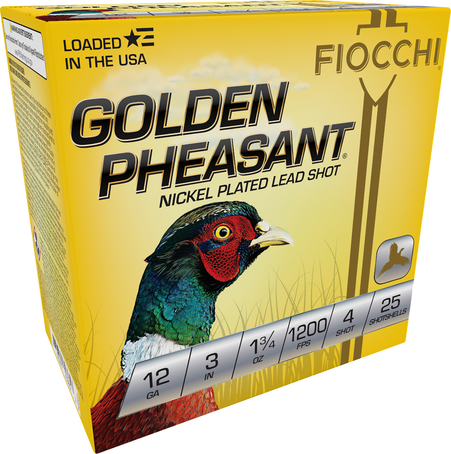 Fiocchi 123GP4 Golden Pheasant Extrema 12Gauge 3″ 1 3/4oz 4Shot 25 Per Box/10 Case