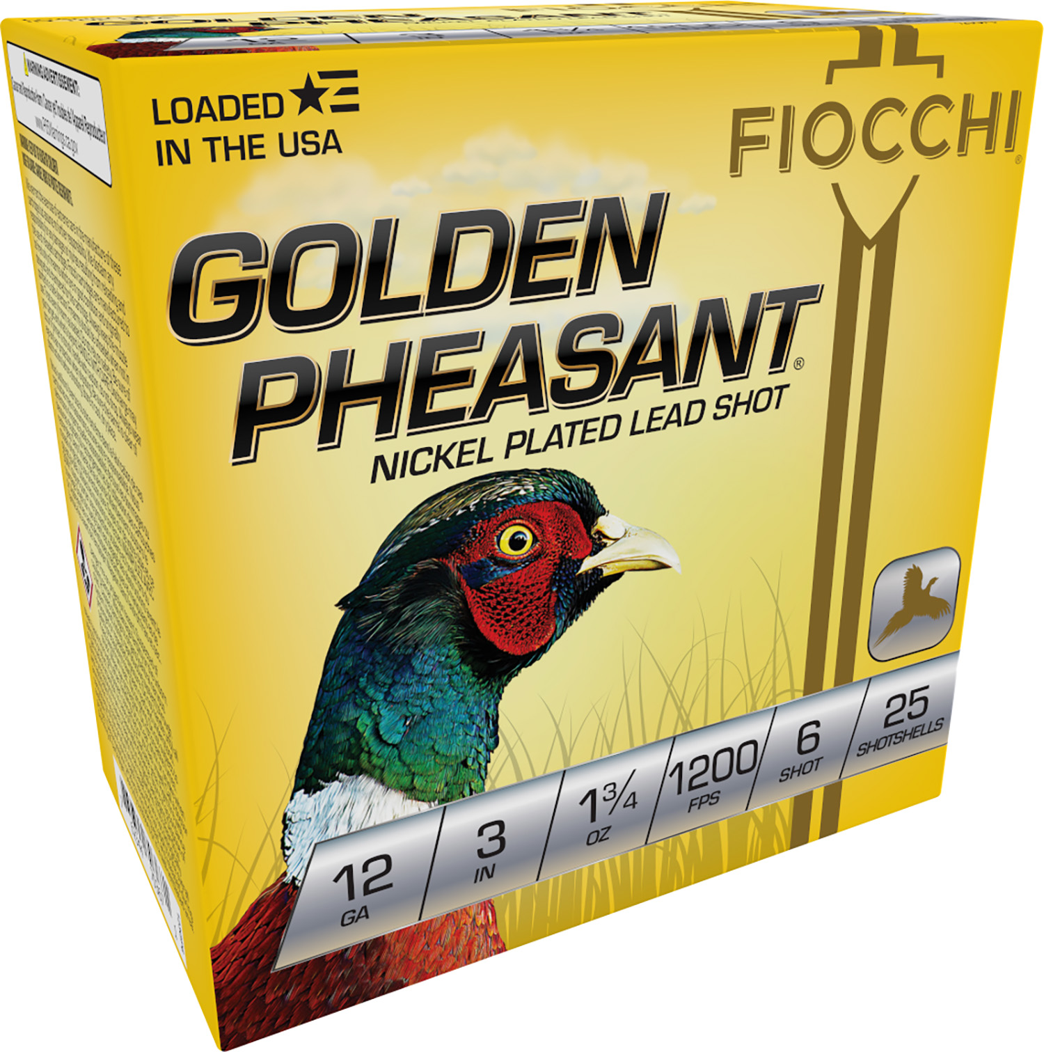 Fiocchi 123GP6 Golden Pheasant  12Gauge 3″ 1 3/4oz 6Shot 25 Per Box/10 Case