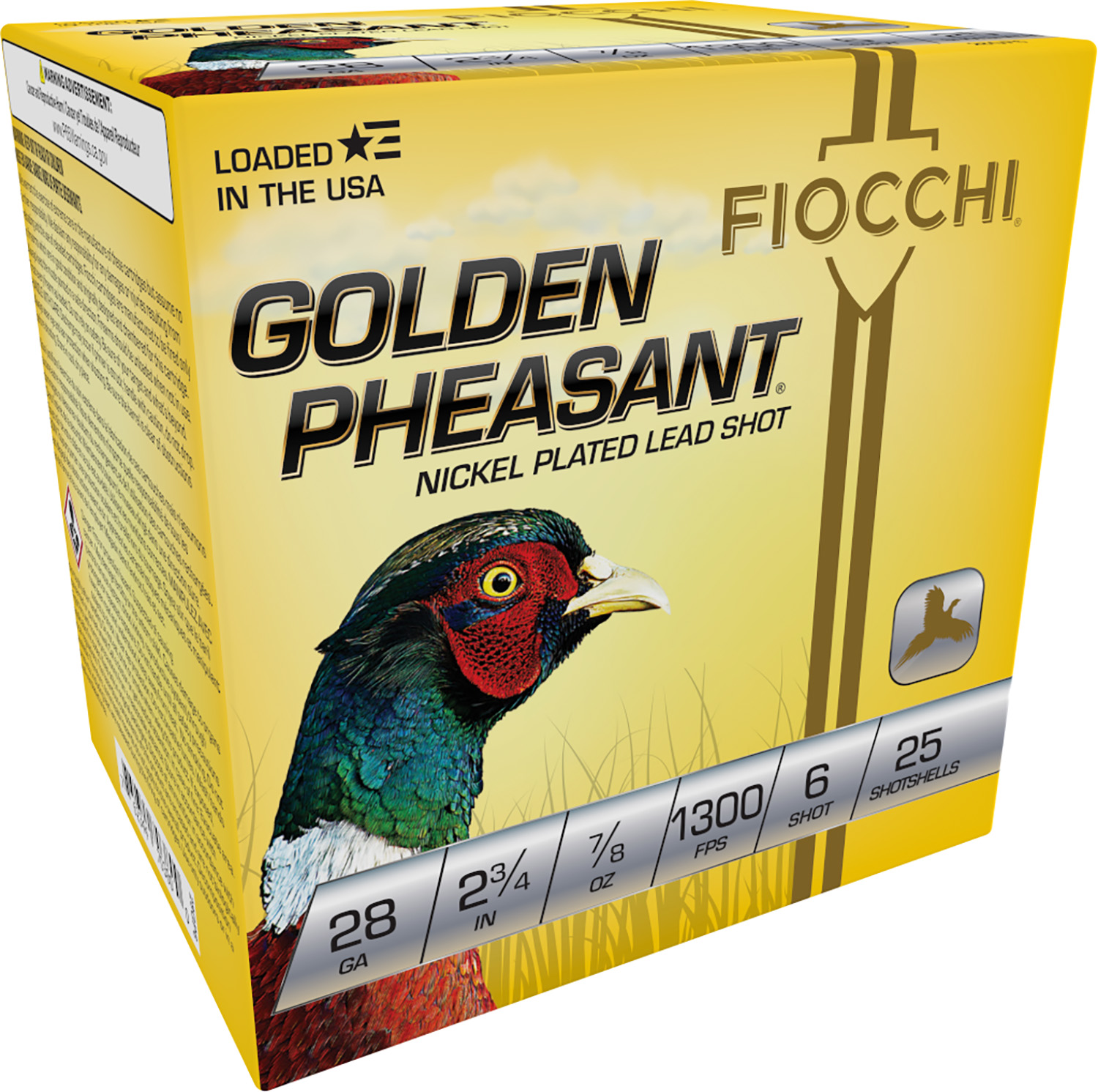 Fiocchi 28GP6 Golden Pheasant Extrema 28Gauge 2.75″ 7/8oz 6Shot 25 Per Box/10 Case
