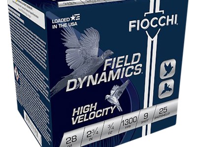 Fiocchi 28HV9 Field Dynamics High Velocity 28Gauge 2.75″ 3/4oz 9Shot 25 Per Box/10 Case