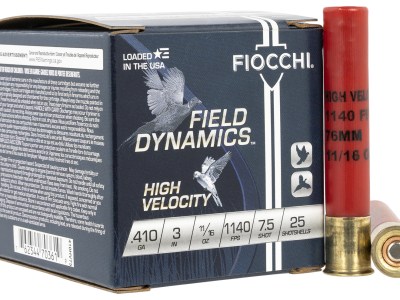 Fiocchi 410HV75 Field Dynamics High Velocity 410Gauge 3″ 11/16oz 7.5Shot 25 Per Box/10 Case