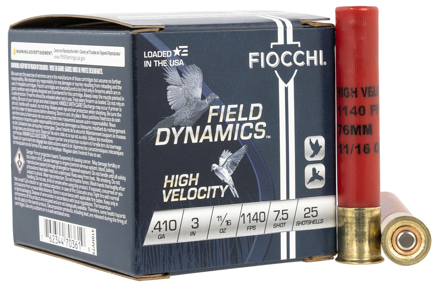 Fiocchi 410HV75 Field Dynamics High Velocity 410Gauge 3″ 11/16oz 7.5Shot 25 Per Box/10 Case