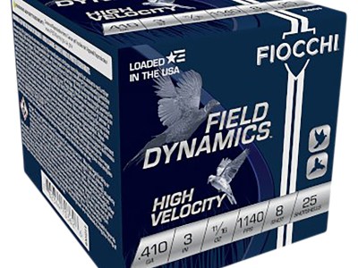 Fiocchi 410HV8 Field Dynamics High Velocity 410Gauge 3″ 11/16oz 8Shot 25 Per Box/10 Case