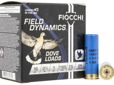 Fiocchi 16GT75 Field Dynamics Dove & Quail 16Gauge 2.75″ 1oz 7.5Shot 25 Per Box/10 Case