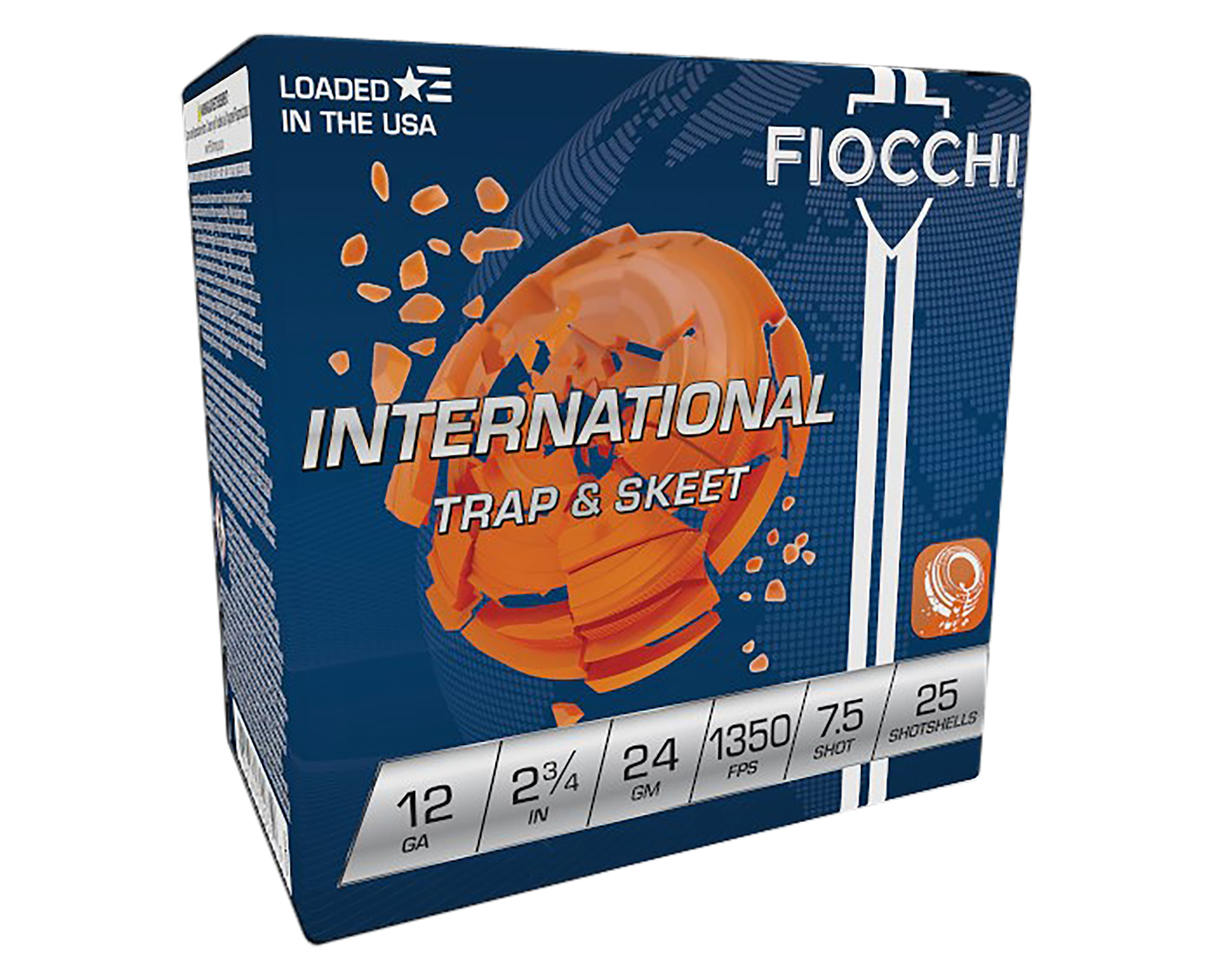 Fiocchi 12IN2475 Exacta Target International Trap & Skeet 12Gauge 2.75″ 24gram 7.5Shot 25 Per Box/10 Case