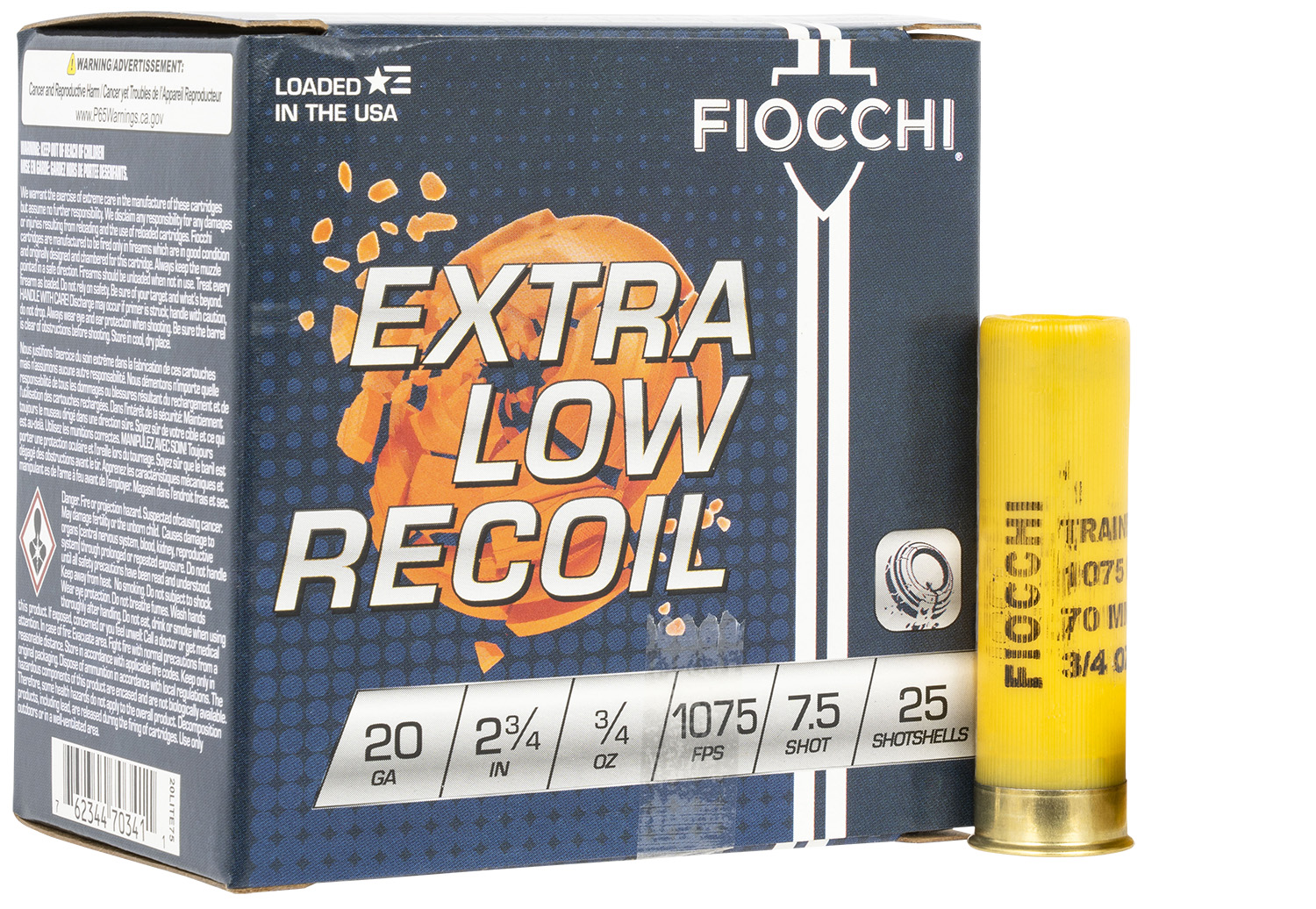 Fiocchi 20LITE75 Exacta Target Low Recoil Trainer 20Gauge 2.75″ 3/4oz 7.5Shot 25 Per Box/10 Case