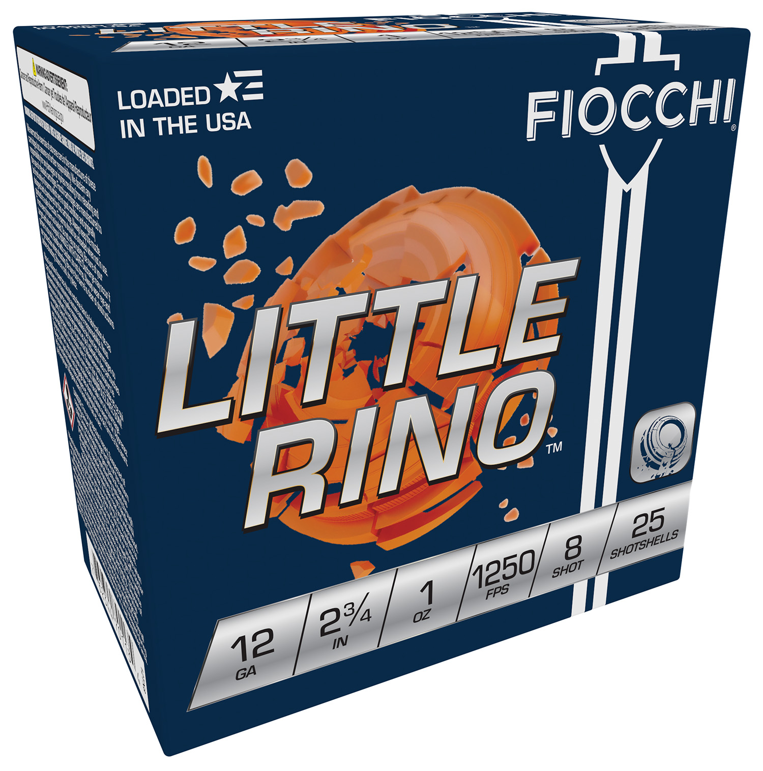Fiocchi 12TX8 Exacta Target Little Rino 12Gauge 2.75″ 1oz 8Shot 25 Per Box/10 Case