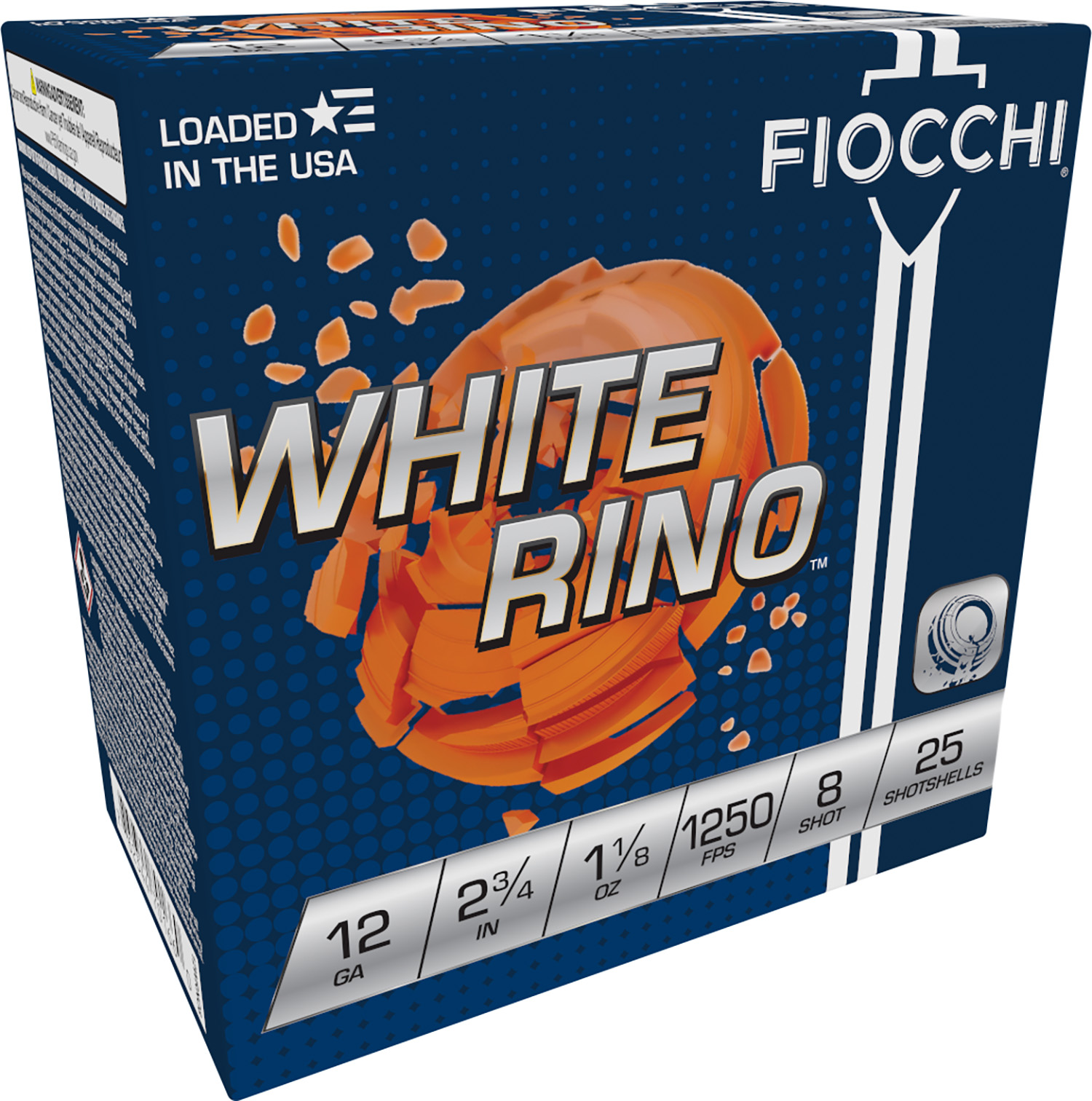 Fiocchi 12WRNO8 Exacta Target White Rino Target 12Gauge 2.75″ 1 1/8oz 8Shot 25 Per Box/10 Case
