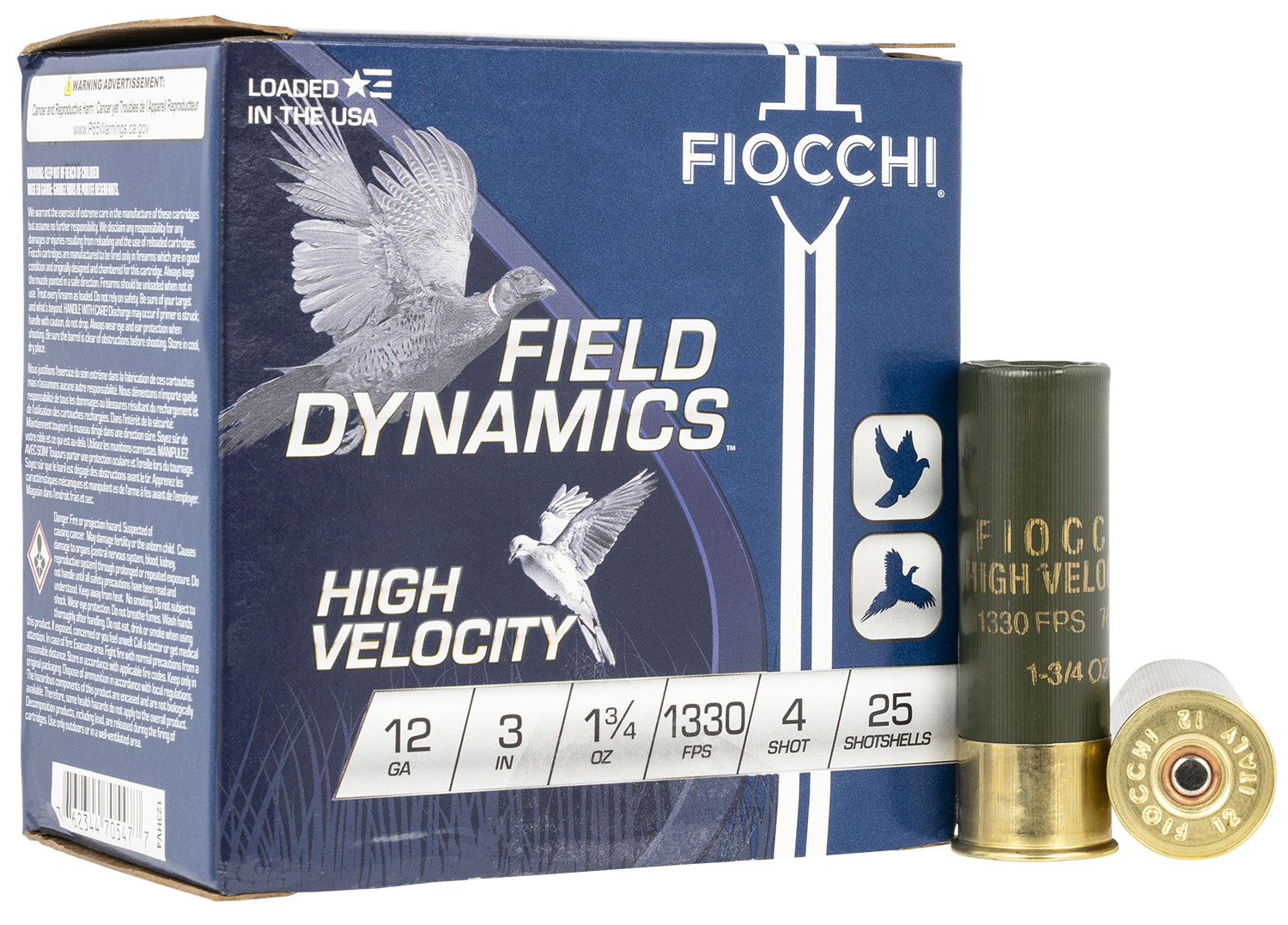 Fiocchi 123HV4 Field Dynamics High Velocity 12Gauge 3″ 1 3/4oz 4Shot 25 Per Box/10 Case