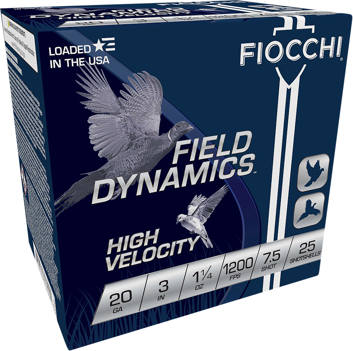 Fiocchi 203HV75 Field Dynamics High Velocity 20Gauge 3″ 1 1/4oz 7.5Shot 25 Per Box/10 Case