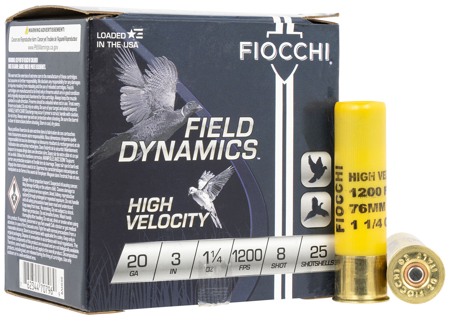 Fiocchi 203HV8 Field Dynamics High Velocity 20Gauge 3″ 1 1/4oz 8Shot 25 Per Box/10 Case