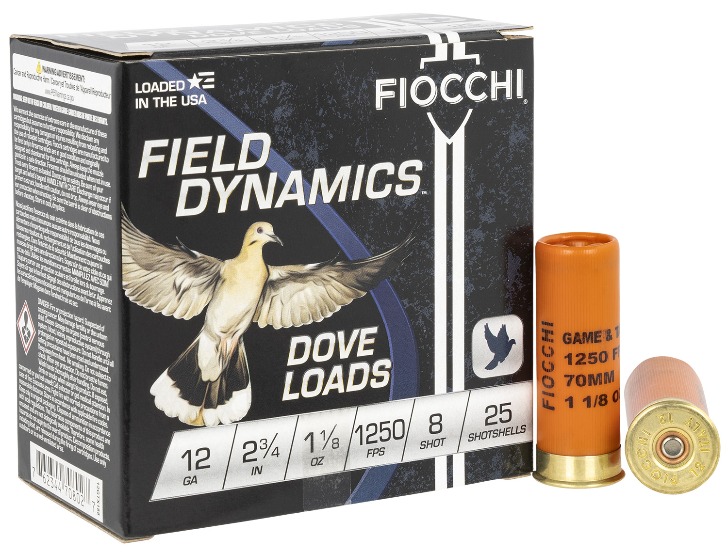 Fiocchi 12GTX188 Field Dynamics Dove & Quail 12Gauge 2.75″ 1 1/8oz 8Shot 25 Per Box/10 Case