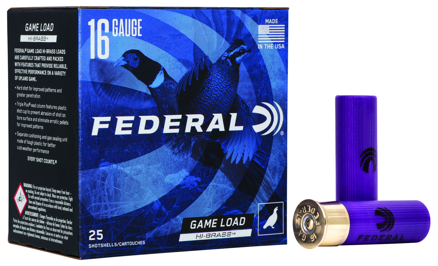 Federal H1636 Game-Shok High Brass 16Gauge 2.75″ 1 1/8oz 6Shot 25 Per Box/10 Case