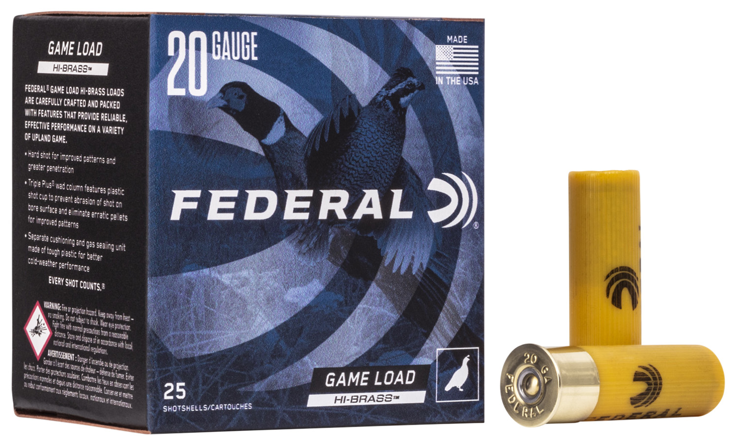 Federal H2046 Game-Shok High Brass 20Gauge 2.75″ 1oz 6Shot 25 Per Box/10 Case