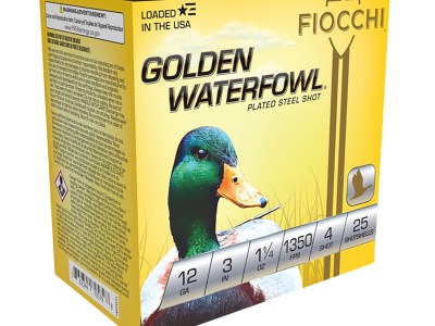 Fiocchi 123SGW4 Golden Waterfowl  12Gauge 3″ 1 1/4oz 4Shot 25 Per Box/10 Case