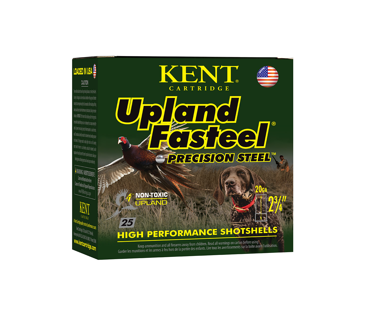 Kent Cartridge K202US245 Upland Fasteel  20Gauge 2.75″ 7/8oz 5Shot 25 Per Box/10 Case
