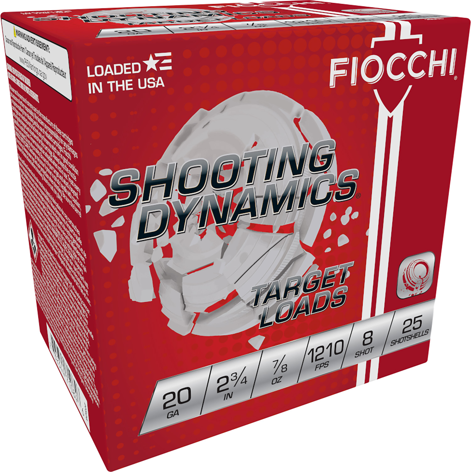 Fiocchi 20SD8 Shooting Dynamics Target 20Gauge 2.75″ 7/8oz 8Shot 25 Per Box/10 Case