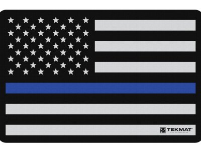TekMat TEKR17POLICE Police Support Cleaning Mat Black/White/Blue Rubber 11″x17″ Blue Line Flag