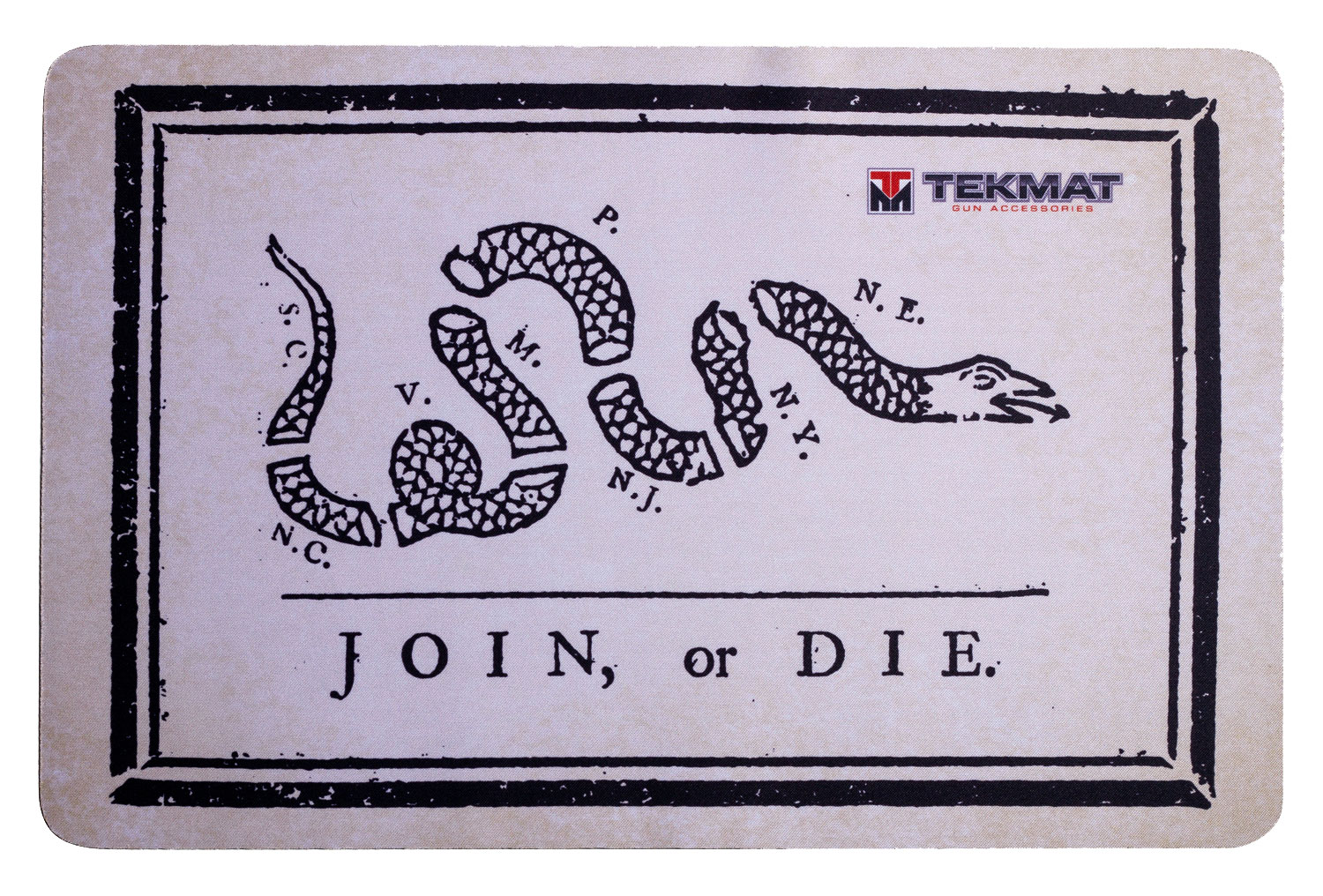 TekMat TEKR17JOIN  Cleaning Mat Black/White Rubber 11″x17″ Join or Die Snake