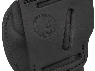 1791 Gunleather 4WH1SBLL 4-Way  IWB/OWB 01 Stealth Black Leather Belt Clip Fits 3-4″ Barrel 1911 Left Hand